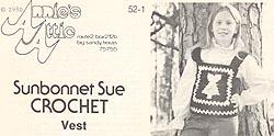 Original black & white version of Annie's Attic Crochet Sunbonnet Sue Crochet Vest