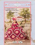 Martha, colonial period dress made with granny squares for 15-inch fashion doll.