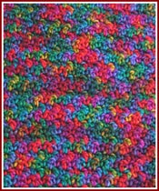 Bright and pretty afghan block designed in support of the Warm Up America project